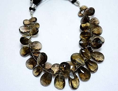Briolettes quartz fumé haut de gamme en forme de poire pour joaillerie fine et colliers