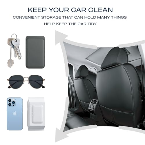 Skechers MAX Cushioning Car Seat Covers,Memory Foam Leather Car Seat Protectors, Airbag Safe Waterproof Sideless Front Seat Covers with Storage Pocket,Universal Fit for Cars Trucks SUV, Gray 2PCS by Skechers - Used condition - Image 7