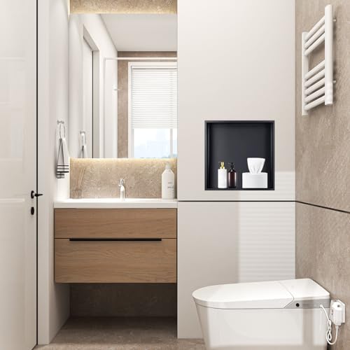 Greenspring 12" X 12" Shower Niche Insert Tile Ready, Niche for Shower Wall, Stainless Steel Recessed Shelf No Tile Needed for Bathroom Storage, Matte Black by Greenspring - Image 4
