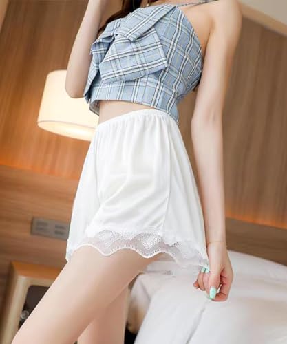 2 Pack Women Slip Shorts Lace Pettipants Half Slip Culotte Shorts Split Skirt2