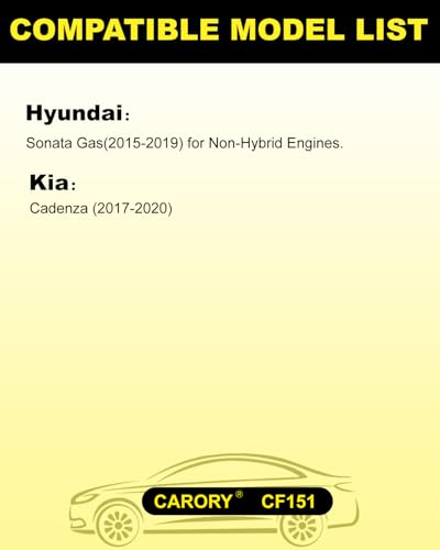 Image of CARORY Cabin Air Filter w /Activated Carbon for Hyundai Sonata Gas (2015-2019) for Non-Hybrid Engines, Kia Cadenza (2017-2020), OE# 97133-C2000, C2H79-AP000, 97133-C1000, CF12151, CF151