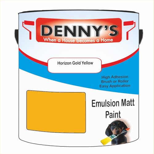 Premium Interior Wall & Ceiling Emulsion Paint – Horizon Gold Yellow – Rich Matt Finish, Durable & Washable, Low Odour, Ideal for Living Rooms, Bedrooms & Hallways (250ML Tin)