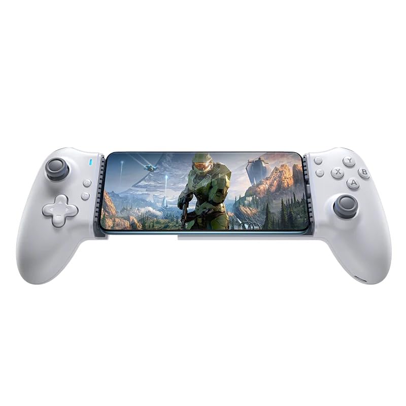 Easy SMX M15 Mobile Gaming Controller with a smartphone inserted, displaying a game scene.