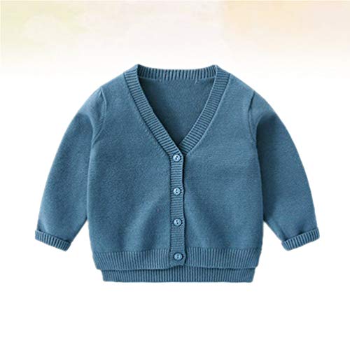 Cardigã de malha Fenical primavera outono para crianças bebês (130 cm, azul lago), Azul claro, 110 c