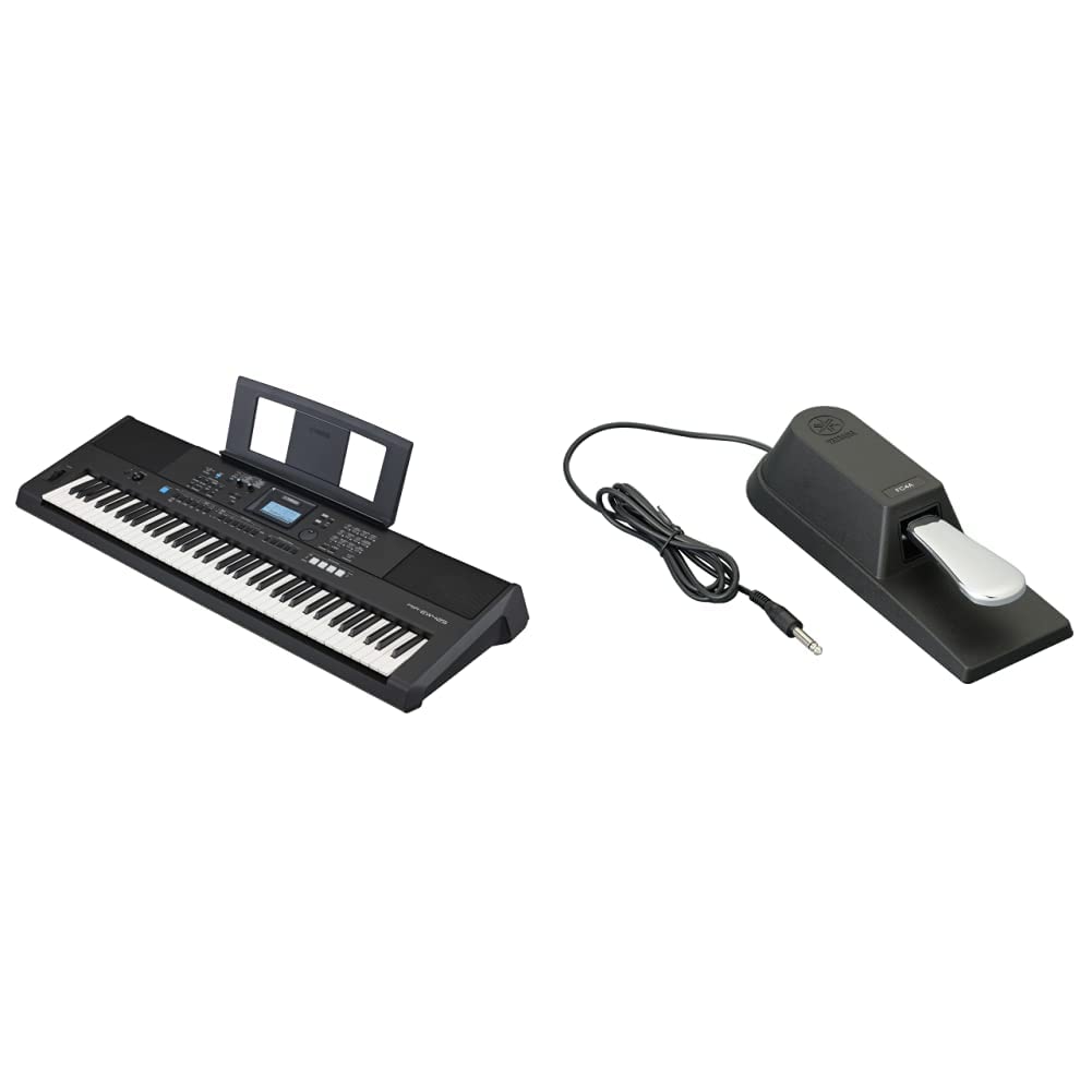 Yamaha, 76-Key Touch-Sensitive Advanced Portable Keyboard with Power Adapter (PSREW425) & FC4A Assignable Piano Sustain Foot Pedal,MultiColored