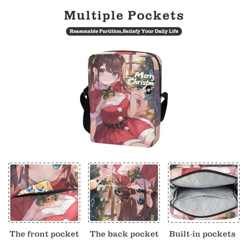 Cute Red Christmas Anime Girl mens messenger bag crossbody Crossbody Small Bag For Women Womens Casual Purses Adjustable Strap for Travel work2