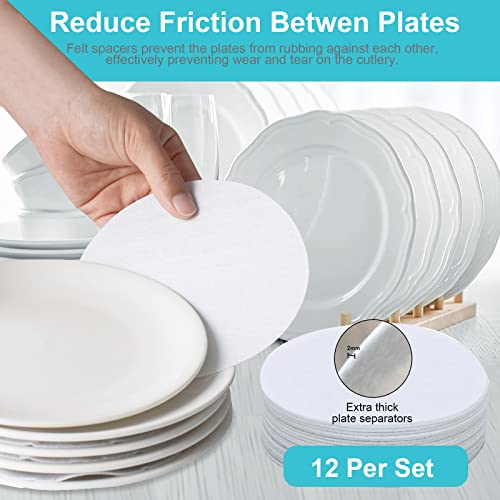 ouruer China Storage Containers-Quilted Dish Storage Containers with Lid Hard Shell for Moving Transport, Dinnerware Storage,Stackable Plate Storage,24 Felt Plate Dividers Included,2PACK 12*12*8in