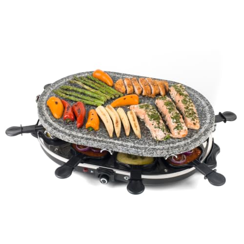 Image of Giles & Posner Stone Raclette Grill, Electric Tabletop Set, 8 Person