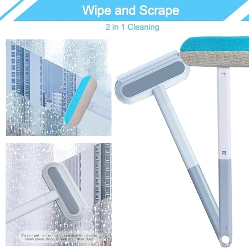 Image of 4 in 1 Cat and Dog Hair Remover, Pet Hair Removal with 17-Inch Extra Long Handle for Couch, Furniture, Carpet, Clothes, Bedding, Tile, Hardwood Floor, Car, Window, Cat Fur Removal Cleaning Tool (1PCS)