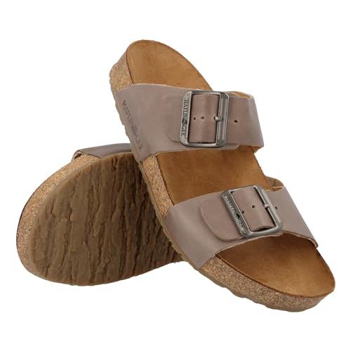 Image of HAFLINGER Andrea Elegant Leather Sandals with Rubber Sole and Cork Latex Footbed Unisex