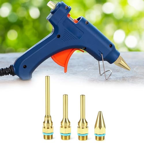 QWORK Conjunto de bicos de pistola de cola de cobre puro 4 peças - conjunto sortido de bicos de pist