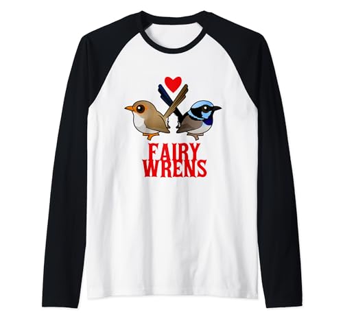 Superb Fairywrens In Love Cute Cartoon Pretty Birds Raglan Baseball Tee