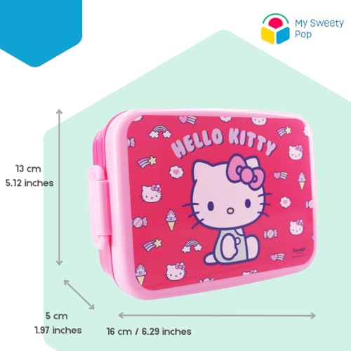 My sweety pop - Brotdose Hello Kitty – Lunchbox – für Kinder – Krippe – Kindergarten – Schule – Urlaub – Mahlzeit – 16 cm – Geschenkidee (Hello Kitty – Rosa)