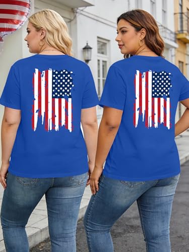 Image of Ithalt Patriotic Plus Size Shirts for Women 250th Anniversary USA Shirts American Flag Tshirt USA Short Sleeve Tops