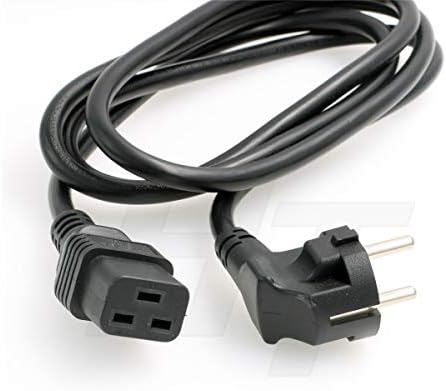 HangTon Power Cord Right Angle Euro Schuko Male to IEC320 C19 Female 16A 250V 3 Prong Cable (6ft, eu-c19)