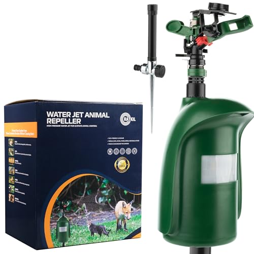 RatKil Animal Repeller with Water Spray Motion Activated Sprinkler for Garden Perfect As A Cat Repeller Pigeon Deterrent Fox Repellent & Bird Scarer Chemical Free Pest Control for Gardens