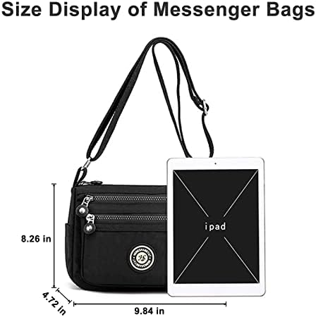 Cross body Bag Women Nylon Waterproof Flowral Adjustable Strap Large Capacity Shoulder Bags Travel Messenger Bags with Multi-Pocket for Ladies and Girls