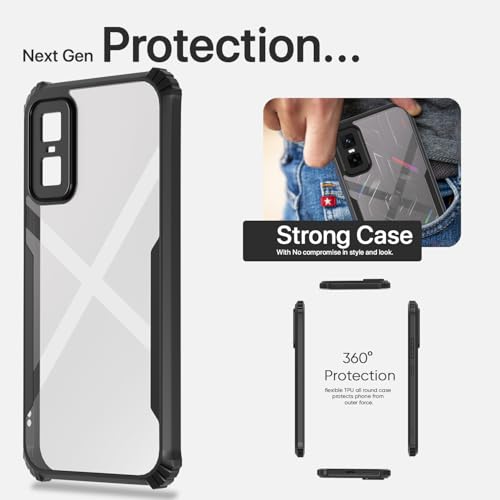 Image of Outlouders Back Cover for Infinix GT 30 Pro 5G | Ultra Hybrid Transparent | Full Camera Protection | Raised Edge | Crystal Clear Bumper Case(Black)