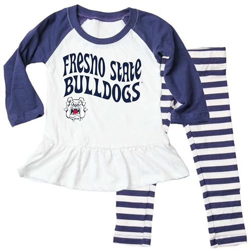 Wes and Willy NCAA Infant Girls Ruffle Raglan Set,Fresno State Bulldogs,12M,Midnight