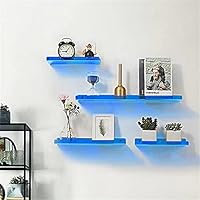 LYUXIANG Zwevende wandplank 4 stuks drijvende planken van acryl, wandmontage, onzichtbare badkamer doucheplank, voor thuis, slaapkamer, keuken opslag, woonkamerdecoratie (4 stuks, groen)/oranje/4