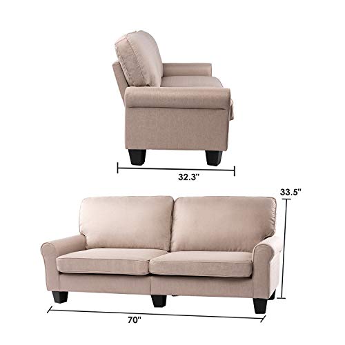 BAHOM 70” Indoor Loveseat Couch Sofa, 2 Seats Sofa Bed for Living Room, Bedroom, Office, Thick Sponge Stuffed, Beige