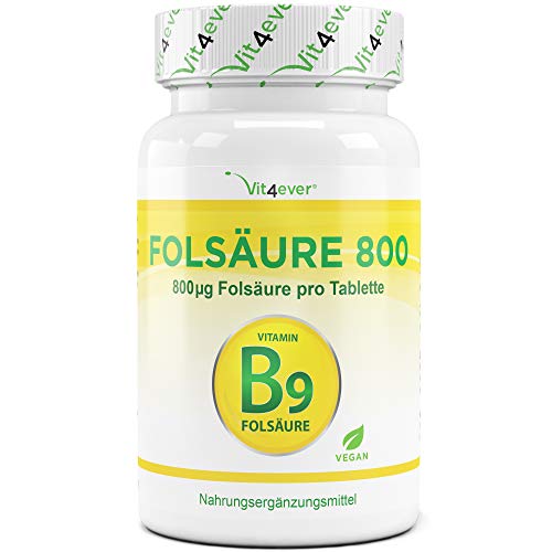 Vit4ever® Folsäure 800 µg - 365 Tabletten - Für Kinderwunsch & Schwangerschaft - Laborgeprüft - 12 Monatsvorrat- Vitamin B9 - Hochdosiert - Vegan - Folic Acid