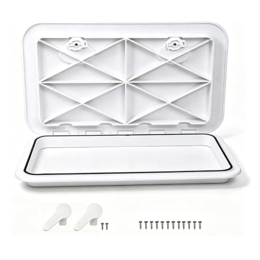 Amarine Made Marine Deck Hatch Boat Deck Hatch Access Hatch & Lid 24" X 14" - White/Black (White)