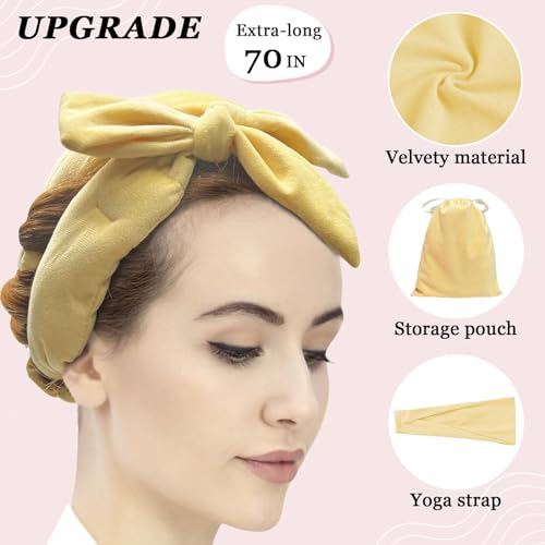 image for ZILAMPU No Heat Curling Rod Headband for Women and Girls, Velour Overn