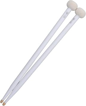 2Pcs Drum Mallet Kit Non Slip Wooden Handle Felt Head Drum Sticks For Bass Drums Timpani Snare DrumsWhite Performance Accessory