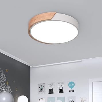 ModernSolid Wood Bedroom Ceiling Lamp, Simple Creative Ceiling Lighting, Flush Mount Ceiling Lightis, NordicUltra-thinCeiling Light, Bedroom, Dining Room, Living Room,Fixtures