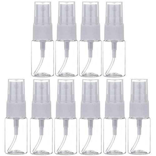 Sprayflaskor 15 ml klar plast liten sprayflaska för flera användningsområden, påfyllningsbar resesprayflaska rengöring, eteriska oljor, parfym (10 st)