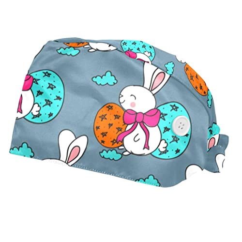 Chapeaux de travail lapins de Pâques confortables pour la cuisine et les soins en lot de 2