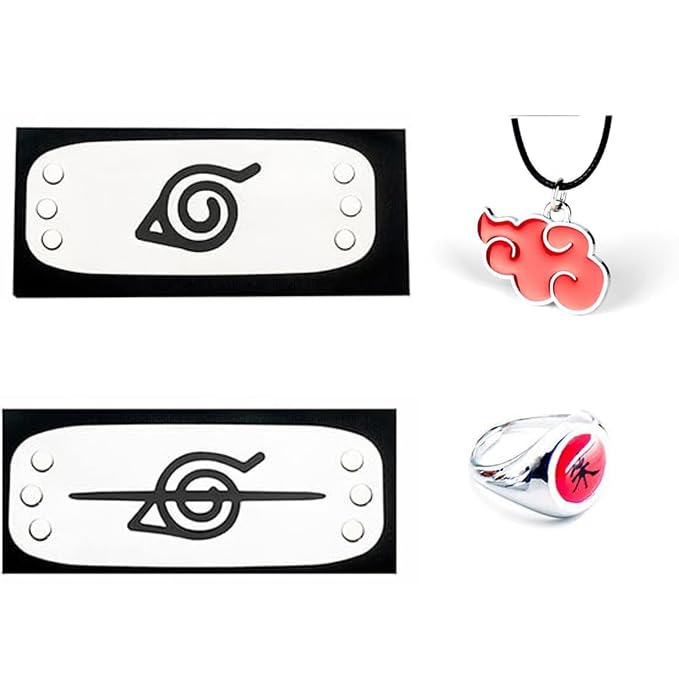 ODINGONSNinja Cosplay Headband, Leaf Village Headband with Ninja Necklace for Ninja Themed Party Costume Black