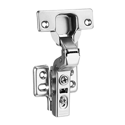 Luokim 4Pcs Standard Cabinet Hinge,Fit For Frameless Cabinet,European Inset,Soft Closing,Four-Hole Mounting Plate Hinges,Nickel Plated Finish #TOP1