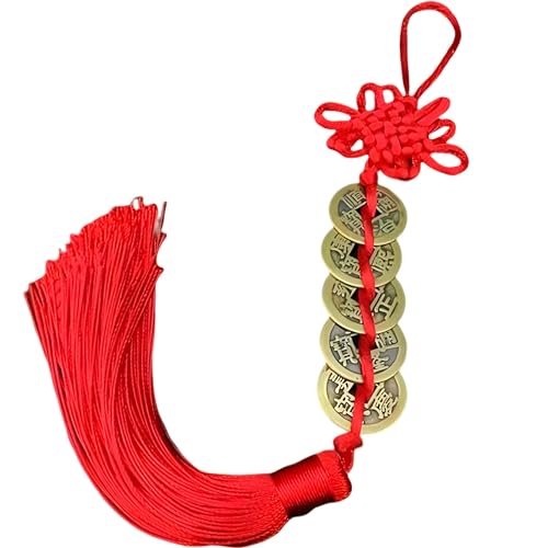 2pcs Feng Shui Good Luck Charms (with 10 Genuine Copper Coins) As Blessing Gifts Bring Health Success Peaceful and Wealth Suitable for Car Furniture,Bag,Home,Office Other Scenes (red)