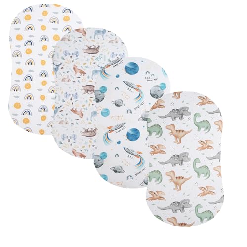 Image of Bassinet Sheets 4 Pack Compatible with Halo Bassinest Swivel, Flex, Glide, Premiere & Luxe Series Sleeper Stretchy Ultra Soft Sun /Forest Deer /Space /Dinosaur