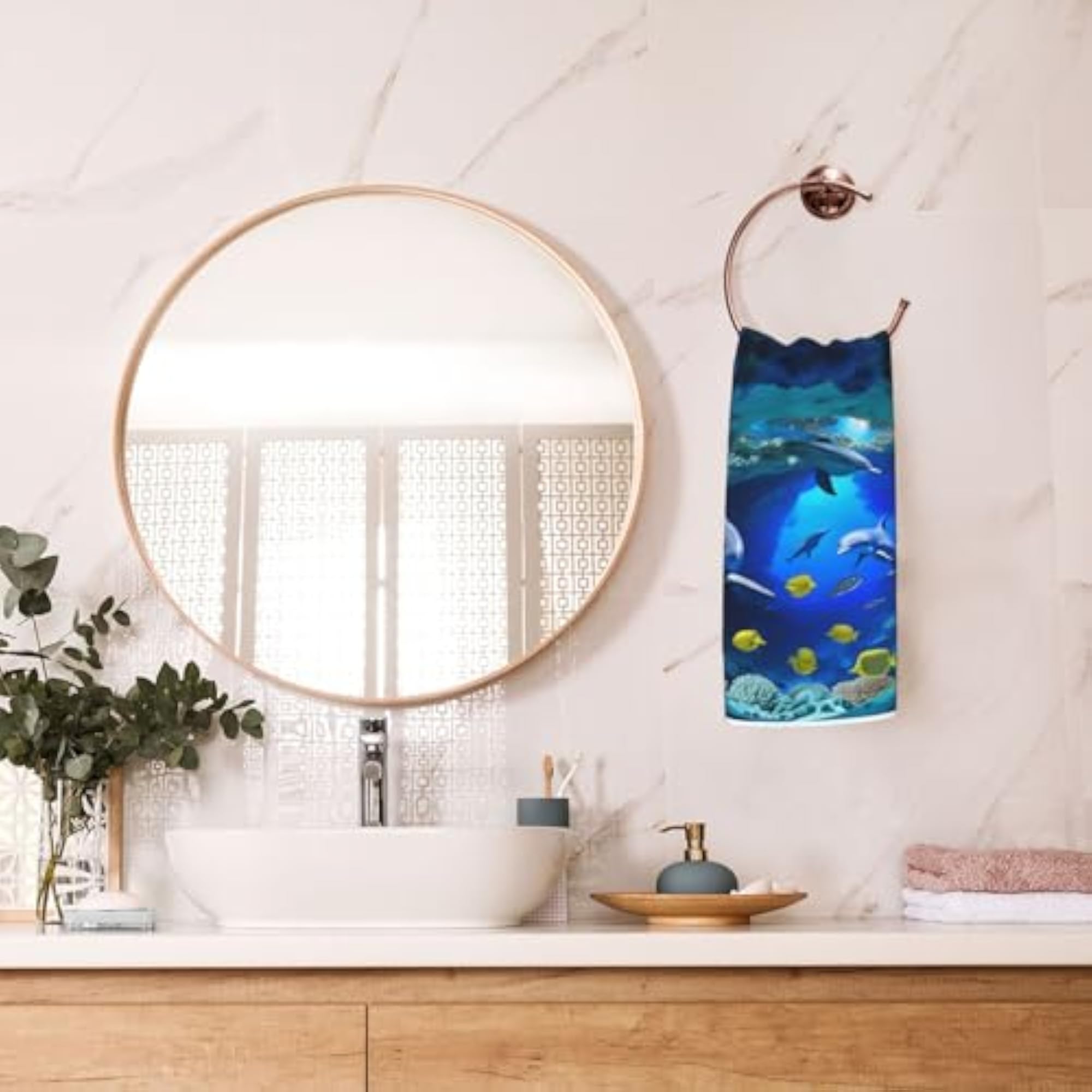 Blue Ocean Dolphin Kitchen Dish Towel, Highly Absorbent