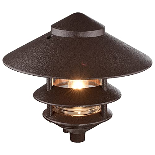 Image of Nuvo Lighting SF76 /637 One Light Three Louver Large Hood 120 Volt Die Cast Aluminum Durable Outdoor Landscape Pathway Lighting, Old Bronze