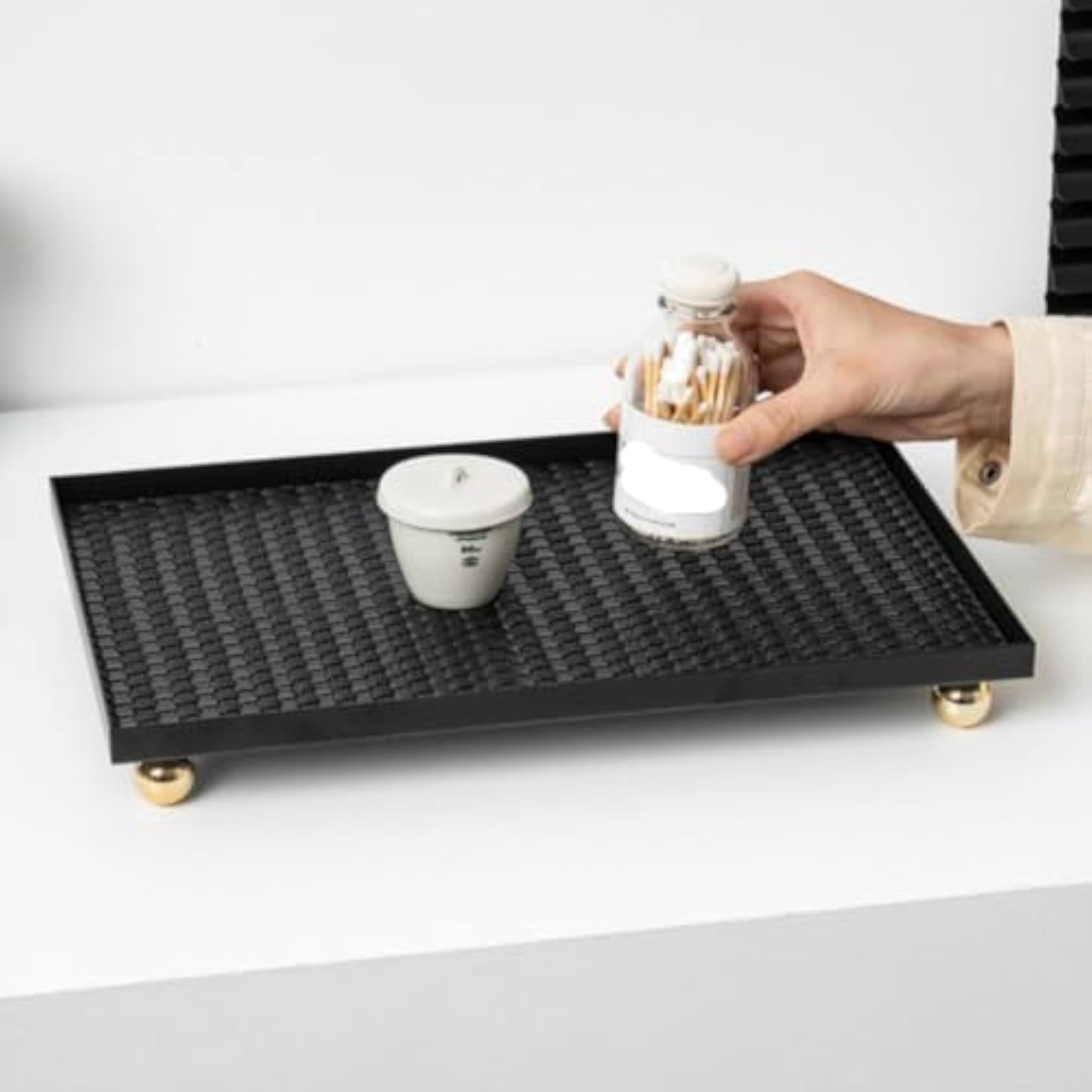 Rectangular Faux Leather Tray, Slim-Frame Decorative Home Decor