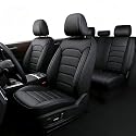 BAITUB Autositzbezüge - 5-teilig Komplettset Sitzbezüge Auto(Vorder- & Rücksitze) - Wasserabweisend & Bequem - Kompatibel Airbags Sicherheitsgurten【Für V-W Tiguan,Schwarz】