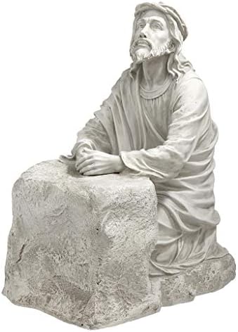 Design Toscano KY1342 Jesus in the Garden of Gethsemane Religious Garden Statue, Polyresin, Antique Stone, Off White, 45.5x30.5x59.5 cm