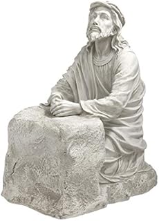 Design Toscano KY1342 Jesus in the Garden of Gethsemane Religious Garden Statue, Polyresin, Antique Stone, Off White, 45.5x30.5x59.5 cm