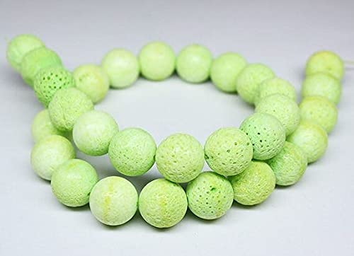 Perles de lave verte perles rondes lisses 14mm pierre volcanique création