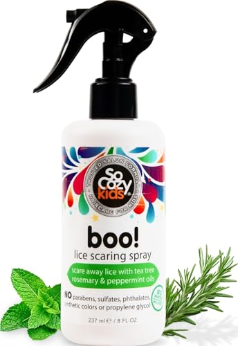 Image of SoCozy Boo Lice Scaring Spray For Kids Hair, Effective Lice Treatment (8 Fl Oz) Clinically Proven to Repel Lice, Conditioning Spray with Tea Tree Oil, Rosemary Oil & Keratin, Paraben & Sulfate Free