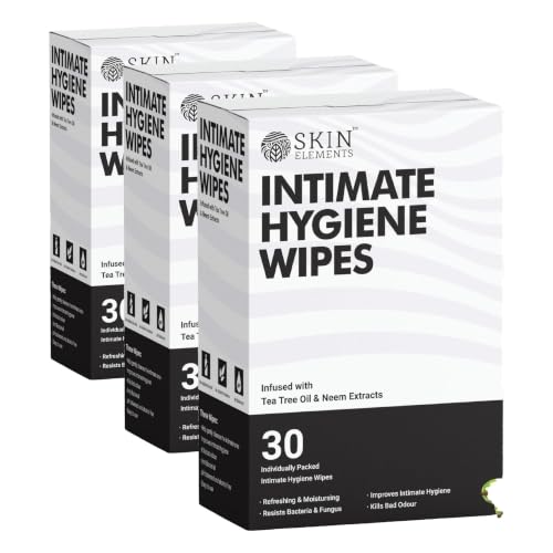 Image of Skin Elements Intimate Hygiene Wipes | Unisex | pH balanced Wipes | Tea Tree Oil & Neem Extracts | 30 Individual Wipes | Pre and Post Intimacy (Pack of 3)