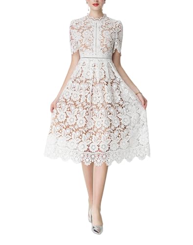 Women's Short Dress Vintage Lace Elegant Floral Summer...