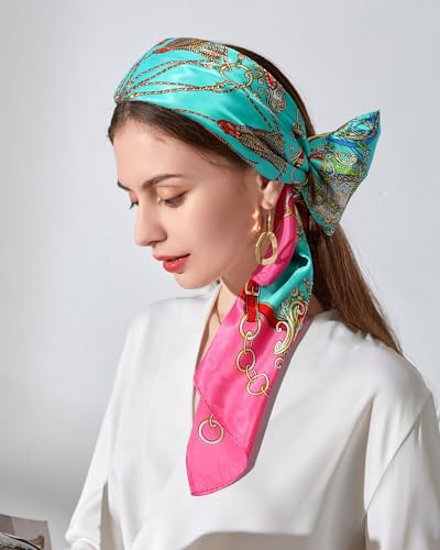 𝟑𝟓” Satin Head Scarf for Women, Large Square Silk Like Head Scarf for Hair Wrapping and Sleeping at Night4