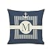 Dosige Taies de Coussin D'Oreiller de Lin, Patron de Ocean Ancre Bateau gouvernail, pour canapé Lit Salle de Séjour Chambre Décoration du Foyer Carrée 45x45CM E