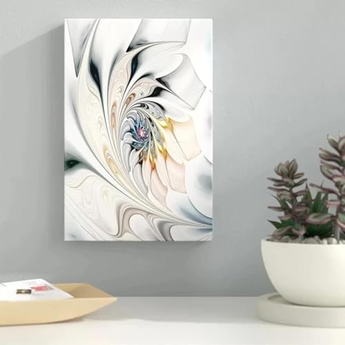 Tableau sur toile vitrail blanc abstrait de 30x40cm pour décoration murale de salon scandinave
