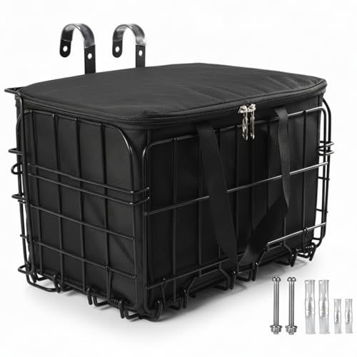Panier avant pour vélo métallique pliable avec sac intérieur pour VTT et vélo électrique